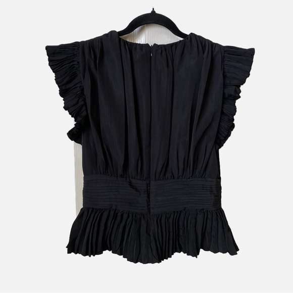 Express Pleated Ruffle Sleeve Peplum Top Size Small - Picture 4 of 9